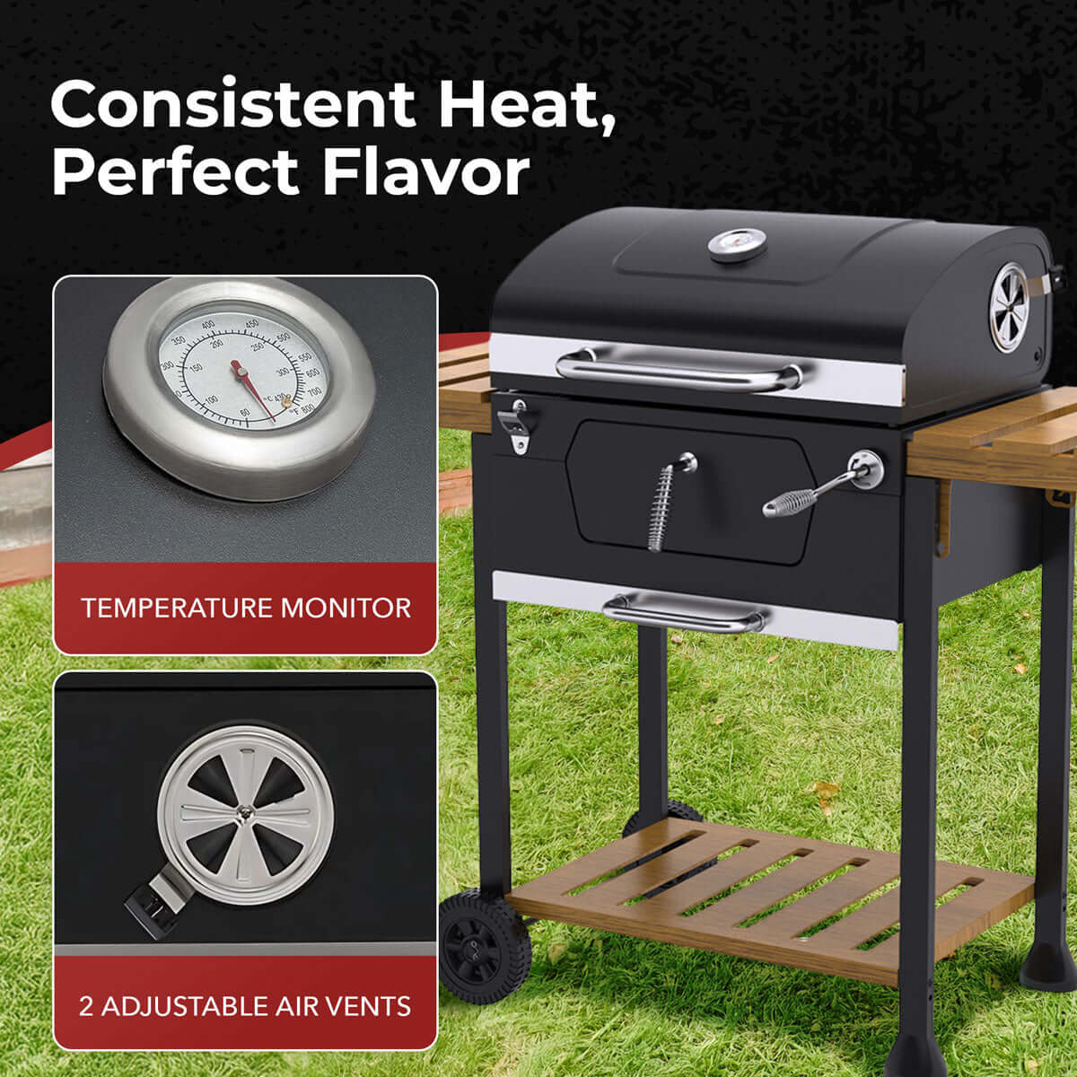 Royal Gourmet 24-Inch Charcoal Grill and BBQ Smoker