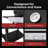 Royal Gourmet Gas Barbecue Grill 3 Burners and Side Burner - Outdoor BBQ
