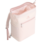Stanley All Day Madeleine Midi Cooler Backpack 14L open hinge top showing interior - Rose Quartz Color