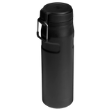IceFlow Bottle with Twist Flip Lid - 24 oz / 700 ml in sleek black color with stainless-steel carry hook.