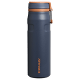 IceFlow Bottle with Twist Flip Lid - 24 oz / 700 ml in navy blue with stainless-steel carry hook.