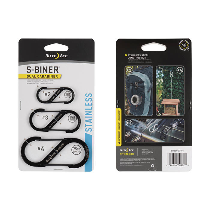 S-Biner® Stainless Steel Double Gated Carabiner  3 Pack