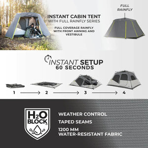 6 Person Instant Cabin Tent with Full Rainfly